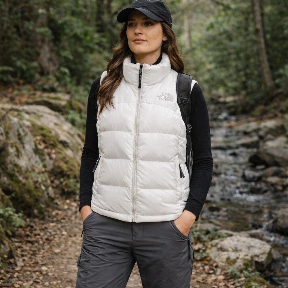 The North Face 700 Down Nuptse Vest Women M White Goose Puffer Y2K Gorpcore